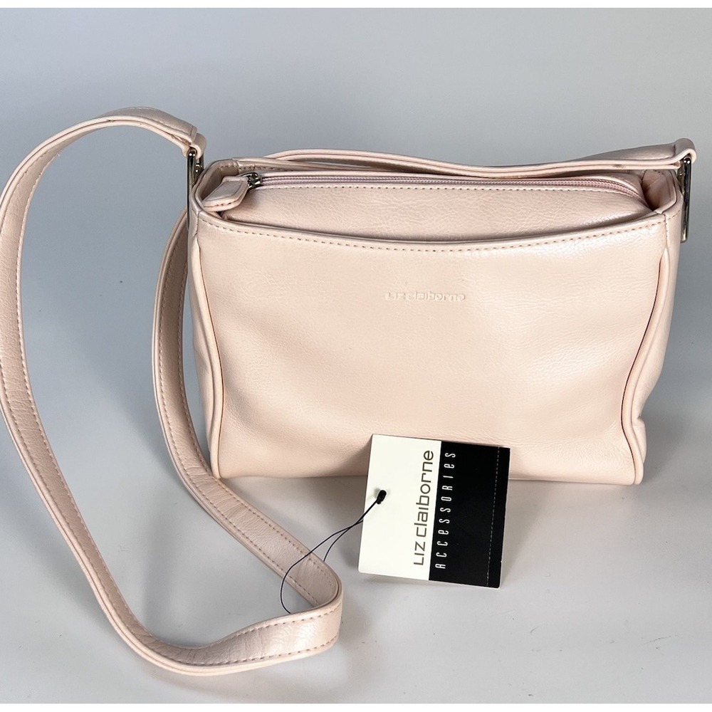 NWT Liz Claiborne Crossbody Shoulder Bag Pale Pink Rose Faux Leather Purse